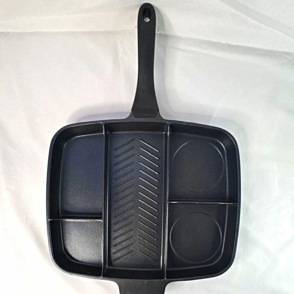 MasterPan Non-Stick Square Aluminum Grill Pan Black, Gas/Electric, 17 in